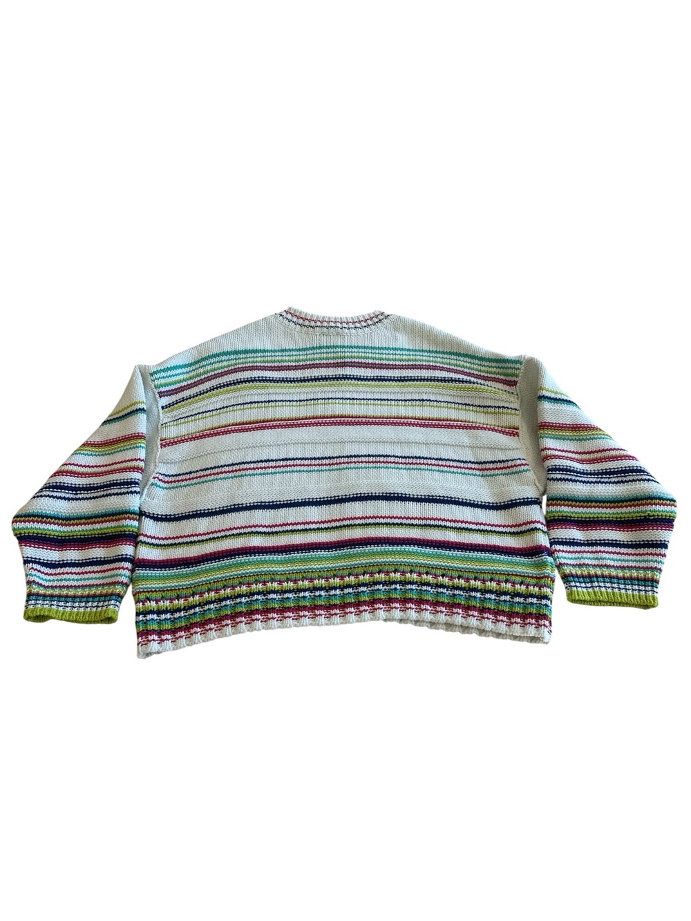 Anthropologie Maeve Multicolor Striped Crewneck Cable Knit Sweater - Picture 9 of 9